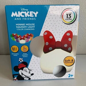 DISNEY Minnie Mouse Squishy Tap Light Color Changing Kids Night Mickey & Friends